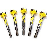 5Pcs Forstner Drill Bit Set, Precision Wood Drill Bits 5/8"（16mm） to 7/8"（22mm）, Hinge Cutter Tool Auger Hole Saw, Tungsten Carbide Forstner Bit for Woodworking, Plastic，Plywood and Hard Wood