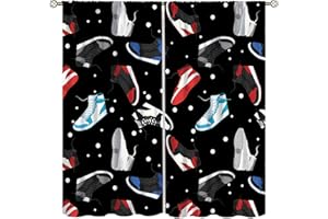 SENRUEGT Retro Basketball Shoes Curtains, Colorful Sneakers Sports Theme Teen Boys Bedroom Living Room Window Treatments Drapes 42x45 Inch