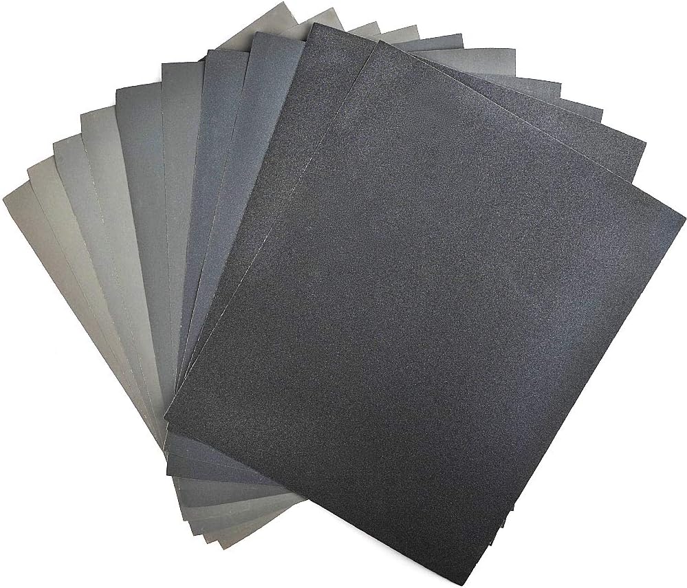 TIMESETL 10Pcs Sandpaper Assorted Wet/Dry, 230 x 280mm Abrasive Paper Sheets 240-2000 Grits Sand Paper for Automotive Car Repair & Wall Sanding & Fine Polishing Wood Jewelry