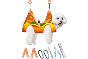 Bistup Dog Grooming Hammock for Pet Hammock Harness Sling Nail Clipping Cutting Trimming Hanging Restraint Hanger for Small Dogs Puppy Hoist Holder with Nail Trimmer/Clipper, Nail File, Pet Comb