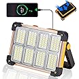 120W Solar Rechargeable Work Light With Stand - 10000LM, 144 LED, 4 Modes, IP66 Waterproof Portable Flood Light For Emergency, Camping, Repair