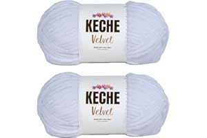 Keche Velvet Yarn for Crocheting, Soft Chenille Bulky Baby Blanket Amigurumi Yarn 2x100 gr (2x132 yds) (2 Skeins) (White)