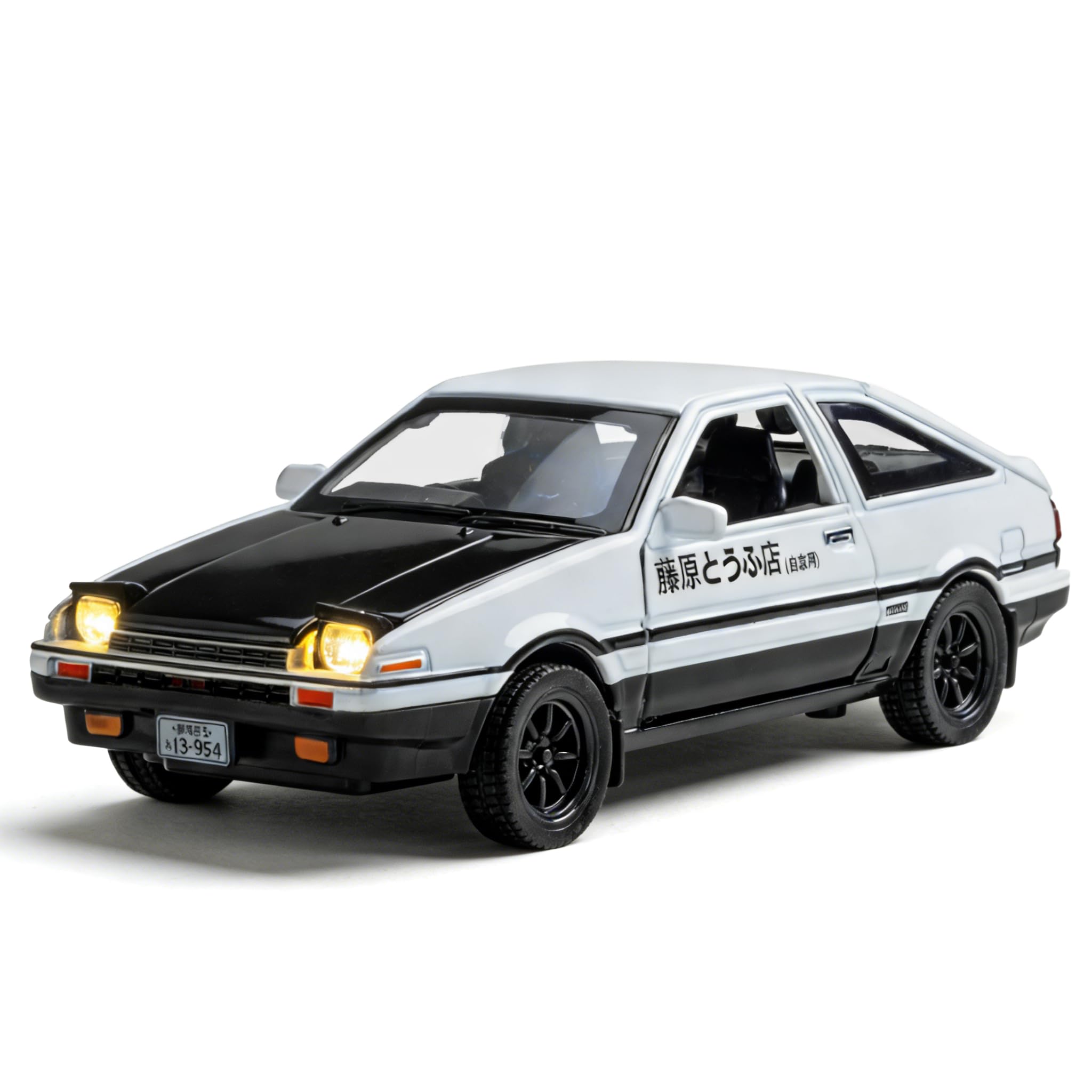 TGRCM-CZ 1/32 Toyota AE86 Initial D Model Car, Zinc Alloy Pull Back Toy car with Sound and Light for Kids Boy Girl Gift(Black)