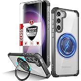 IYTRRYH for Samsung Galaxy S23 Case Magnetic Compatible with MagSafe Wireless charging,with 360°Kickstand Ring,for S23 Phone Case with Screen Protector, Military Grade Drop Protection Shockproof Black