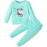 YALLET Toddler Girl Clothes Fall Winter Jogging Outfit Little Girl Unicorn Sweatsuit+ Pants Set Baby Sweatshirt Clothing 1-6Y