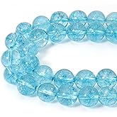 Siomia 45pcs 8mm Natural Blue Topaz Gemstone Beads Energy Healing Crystal Round Loose Stone Beads for Jewelry Making, DIY Bracelets Necklaces