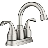 Moen Idora Spot Resist Brushed Nickel Two-Handle Centerset Bathroom Sink Faucet with Drain Assembly, 84115SRN