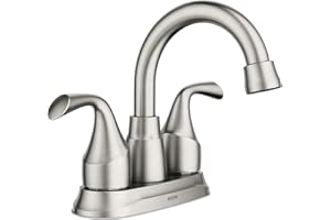 Moen Idora Spot Resist Brushed Nickel Two-Handle Centerset Bathroom Sink Faucet with Drain Assembly, 84115SRN