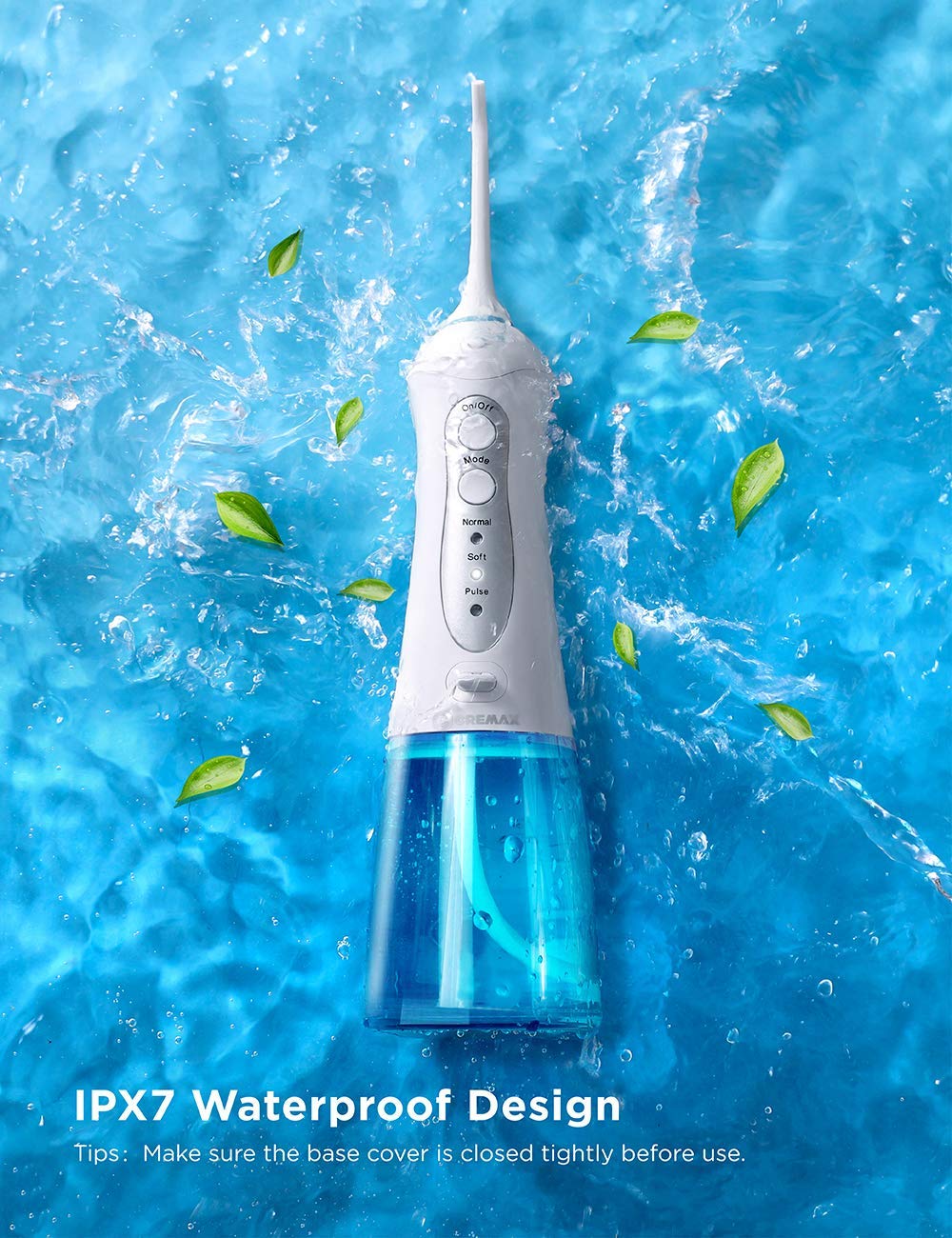 Water Flosser Cordless, CREMAX Portable Water Pick Teeth Cleaner with 3 Modes 4 Jets, Powerful Cleaning, 300ML Water Tank, IPX7 Waterproof, Rechargeable Dental Oral Irrigator for Travel Home Braces: Beauty