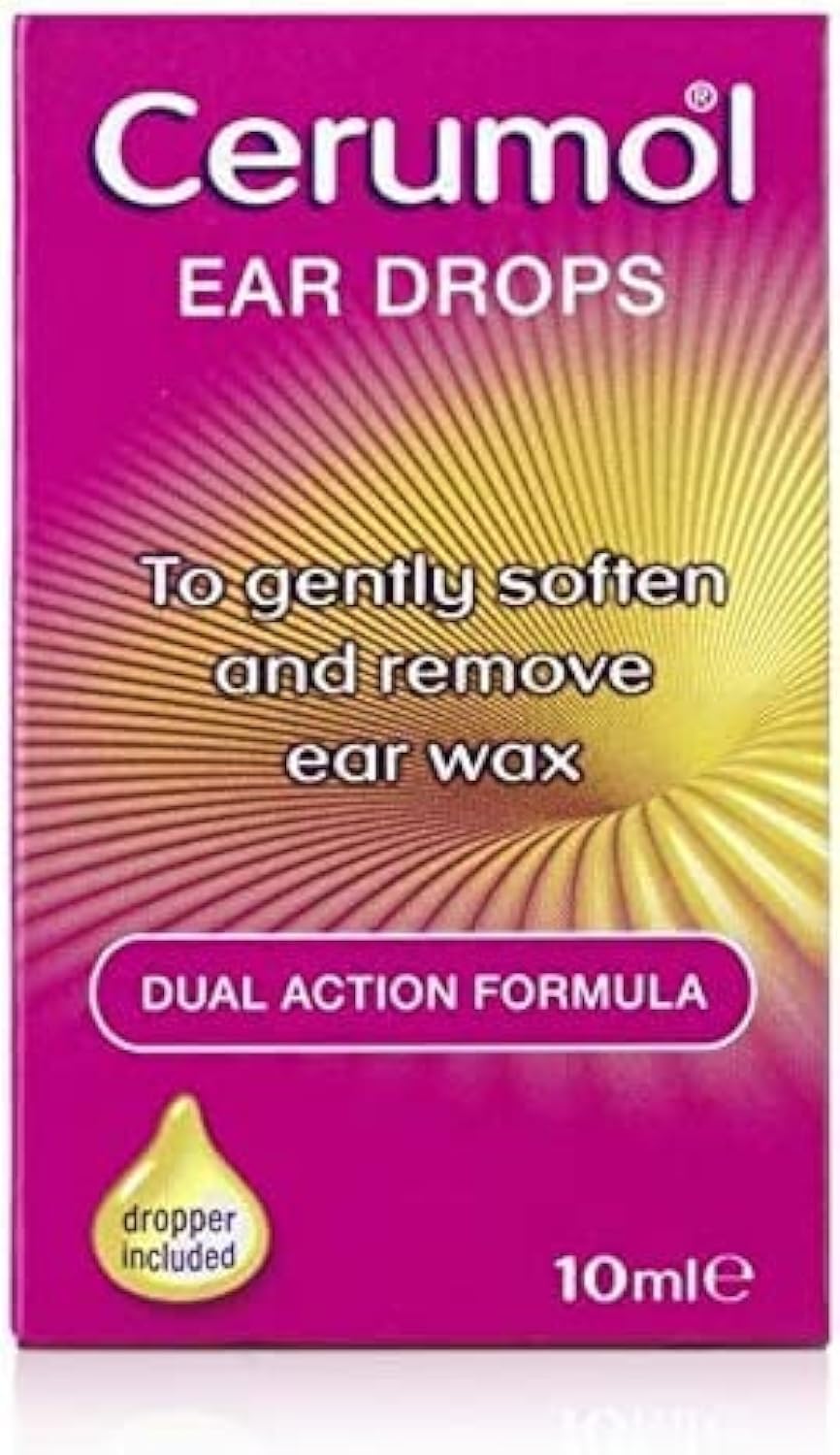 Cerumol Dual Action Ear Drops, 10ml, Gentle Formulation, Helps Relieve Symptoms of Ear Wax, Softens Earwax, Dropper Included