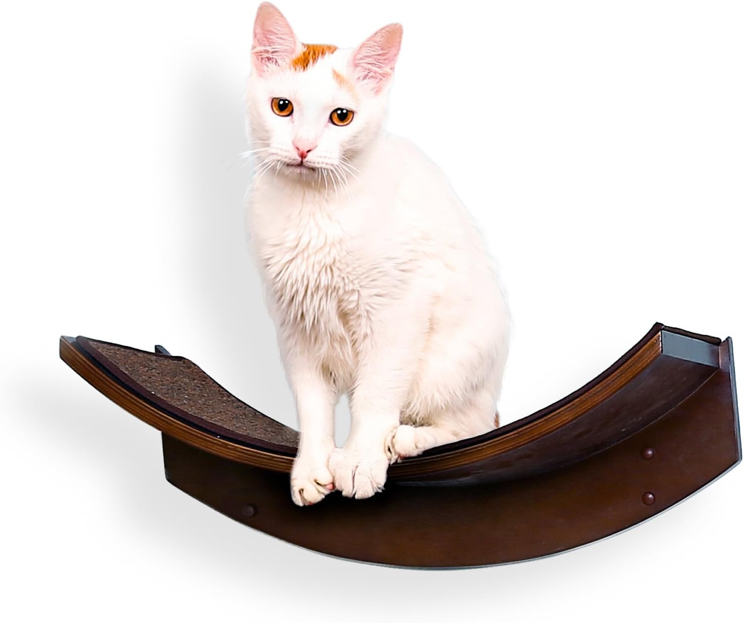 THE REFINED FELINE Lotus Leaf Cat Shelf, Mahogany