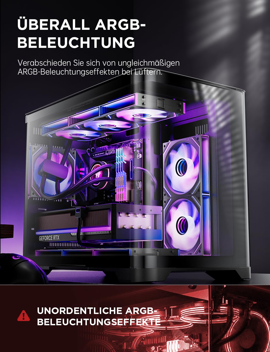 AsiaHorse DAWN Pro RGB PC Lüfter 120MM Reverse Gehäuselüfter 3 Stück, ARGB Daisy Chain PC Lüfter [Infinity Mirror] [HDB] 71 CFM/1850 RPM/2.6MMH2O 4 Pin PWN & 5V 3Pin ARGB für Asus Aura ASRock GIGABYTE 5