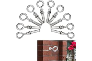 ESMAVO Concrete Eye Bolts 10Pcs, M8 5/16" Eyebolt Bolts Stainless Steel Concrete Anchor Eyebolt Screw Hooks, Heavy Duty Brick Anchors Eyebolts Expansion Screw Lifting Ring Bolt Fastener for Concrete Wall