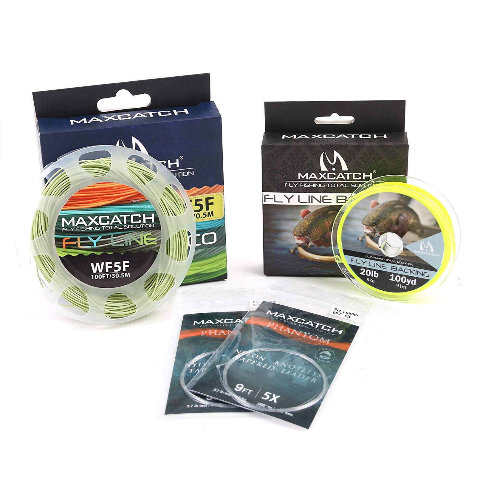 Maximumcatch Fly Line Combo Pack: ECO Floating Fly Line, Backing, and Tapered Leader(3/4/5/6/7/8 wt) (WF8F)