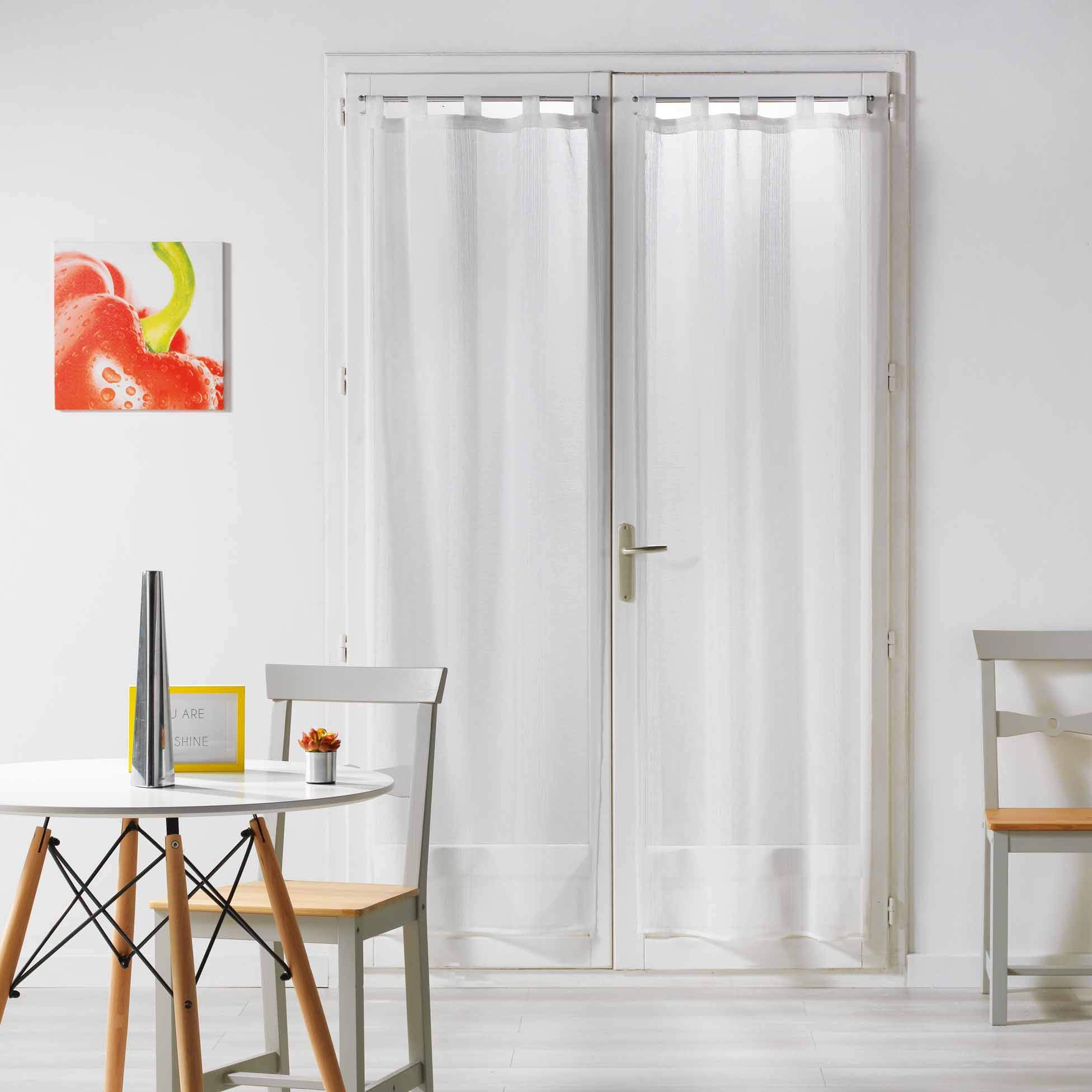 Douceur d'Intérieur, Salina Pair of Net Curtains with Loops (2 x 70 x 200 cm) White Sandblasted Voile