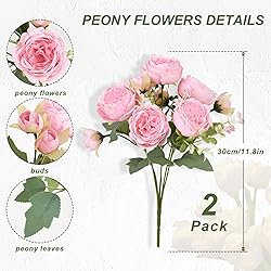 MARTINE MALL 2 Packs Peonies Artificial