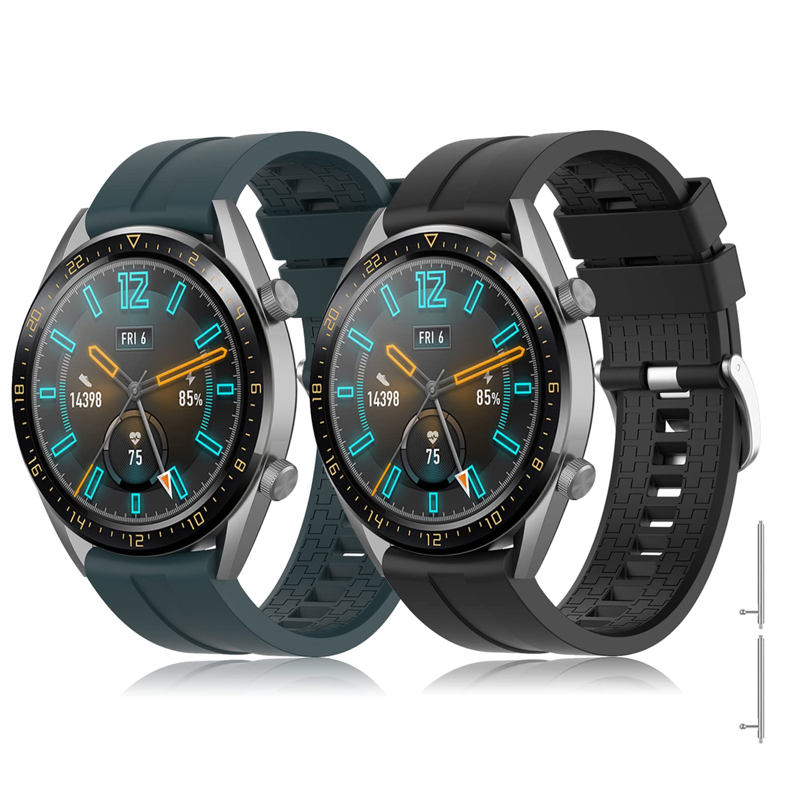 TOPsic Strap Compatible with Huawei Watch GT 2/Watch GT Fashion/Sport/Active/Elegant/Classic/Gear S3 Frontier/Galaxy Watch 46mm/S3 Classic, 22mm Silicone Watch Band Easy Fit Replacement Straps