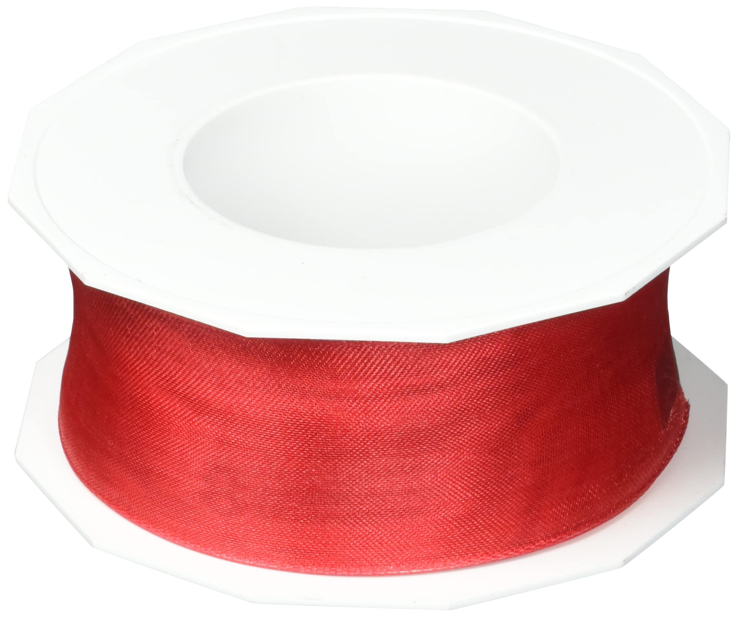 PRÄSENT - Four Seasons Organza wired edge Ribbon Red 40 mm width, 25 m length — image 1