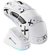 ATTACK SHARK V3 PRO Wireless Ultralight 62g Esports Gaming Mouse-White+Tape | RGB Magnetic Charging Dock,1K Polling-25K DPI-PAW3311 Sensor,Wired/BT/2.4Ghz Programmable,BK52820 IC for PC Mac Laptop Gamer