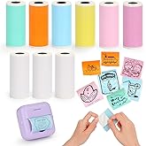 HUIJUTCHEN 9 Rolls Mini Printer Sticker,57X25mm,Thermal Inkless Printing Paper for Mini Receipt Bluetooth Printer, Smooth Self-Adhesive Paper for Photo,DIY,Note,Label,Memo(3 White + 6 Colorful)