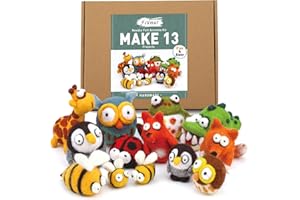Fedmut Needle Felting Kit - 13Pcs Needle Felting Kit for Beginners with Wool Roving, Felting Pad, Felting Needles for Starters DIY Craft Animal Home Deco Birthday Gift