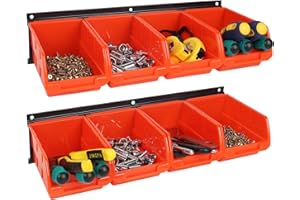 TVKB Screw Organizer Wall Mount Hardware Organizer Garage Storage Bins Box Small Parts Organizer with 8 Removeable Bins Bolt Bins for Shop for Garage Shed Workshop Craft Room