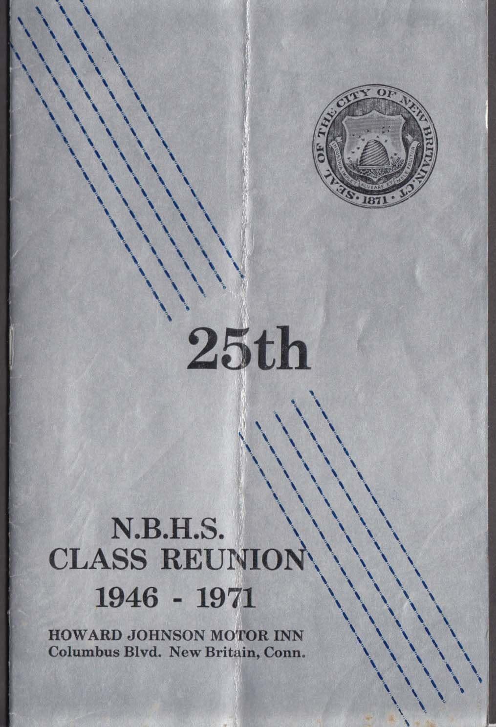 New Britain High School Class of 1946 1971 Reunion Program CT
