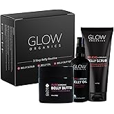 Glow Organics Stretch Mark Cream Belly Butter, Scrub and Oil, 3-Step Pregnancy Skin Care Kit, Belly Butter for Stretch Marks, Organic, Pregnancy & Baby Registry Must Haves, Mother To Be Gift.