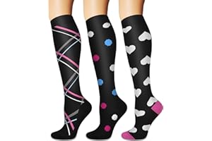 SOOVERKI Compression Socks for Women and Men Circulation (3 Pairs) - Best for Medical,Nursing,Running,Travel Knee High Socks