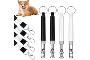 SKRFREN 4 Pack Dog Whistles, Adjustable Ultrasonic Silent Dog Whistle Dogs Training Whistle to Stop Barking Neighbors Dogs with Lanyard, Professional Recall Dog-Training Whistles Dog-Whistle (Black and White)