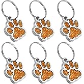 PATIKIL Animal Dog Cat Paw Print Pendants, 6 Pcs Crystal Footprint Dog Cat Paw Prints Pendants for DIY Necklace Bracelet Enamel Jewelry Making, Orange