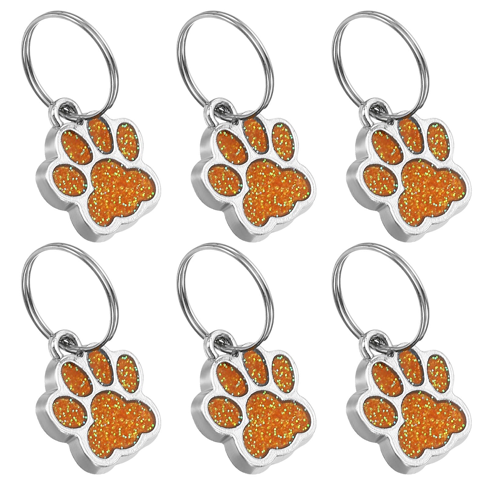 PATIKIL Animal Dog Cat Paw Print Pendants, 6 Pcs Crystal Footprint Dog Cat Paw Prints Pendants for DIY Necklace Bracelet Enamel Jewelry Making, Orange