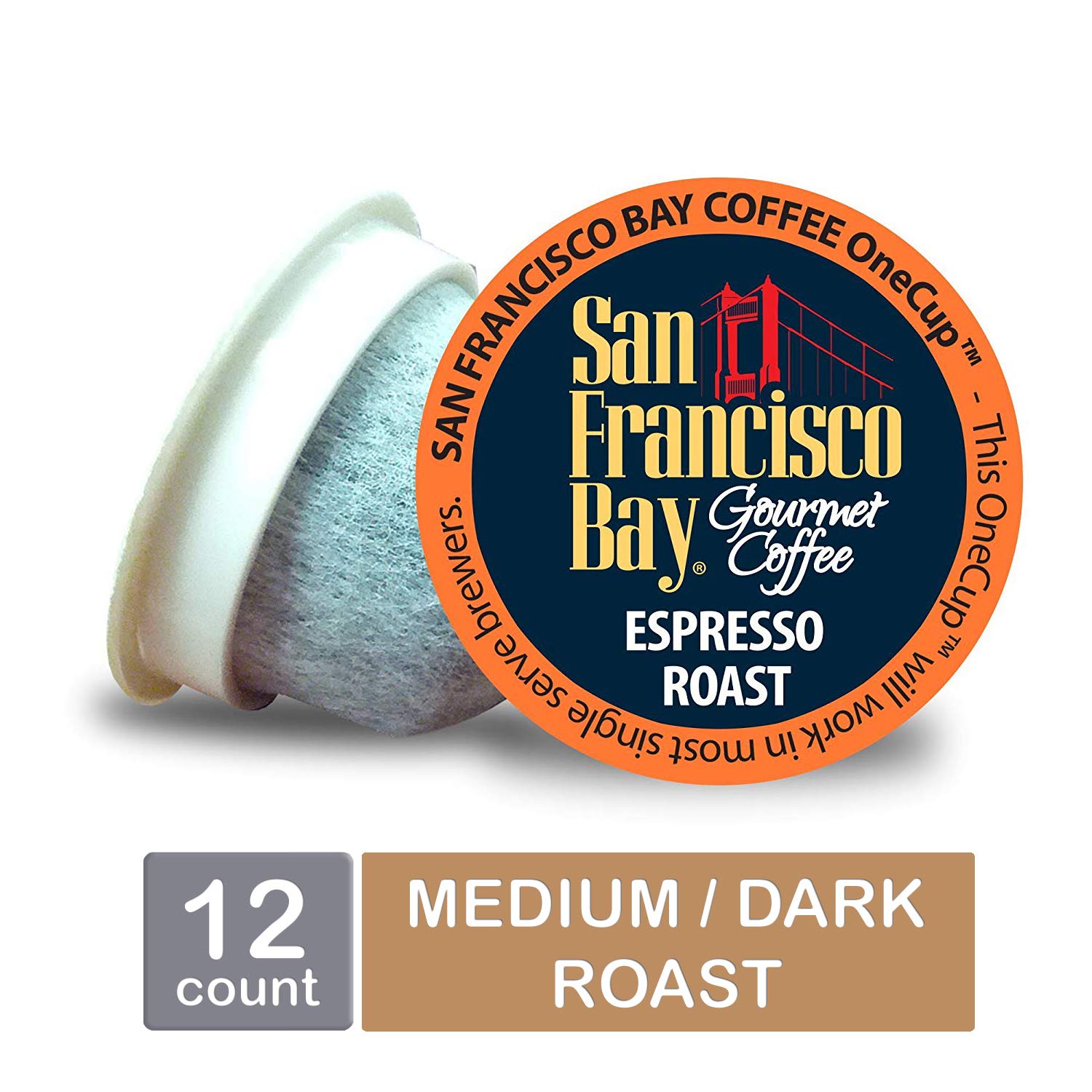 San Francisco Bay OneCup, Espresso Roast, Single Serve Coffee K-Cup Pods (12 Count) Keurig Compatible