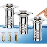 Bathroom Sink Drain Strainer,Universal Pop-Up Sink Stopper Hair Catcher | Anti-Clog Stainless Steel Drain Filter Basket, Removable Sink Drain for Bathroom Sink Stopper