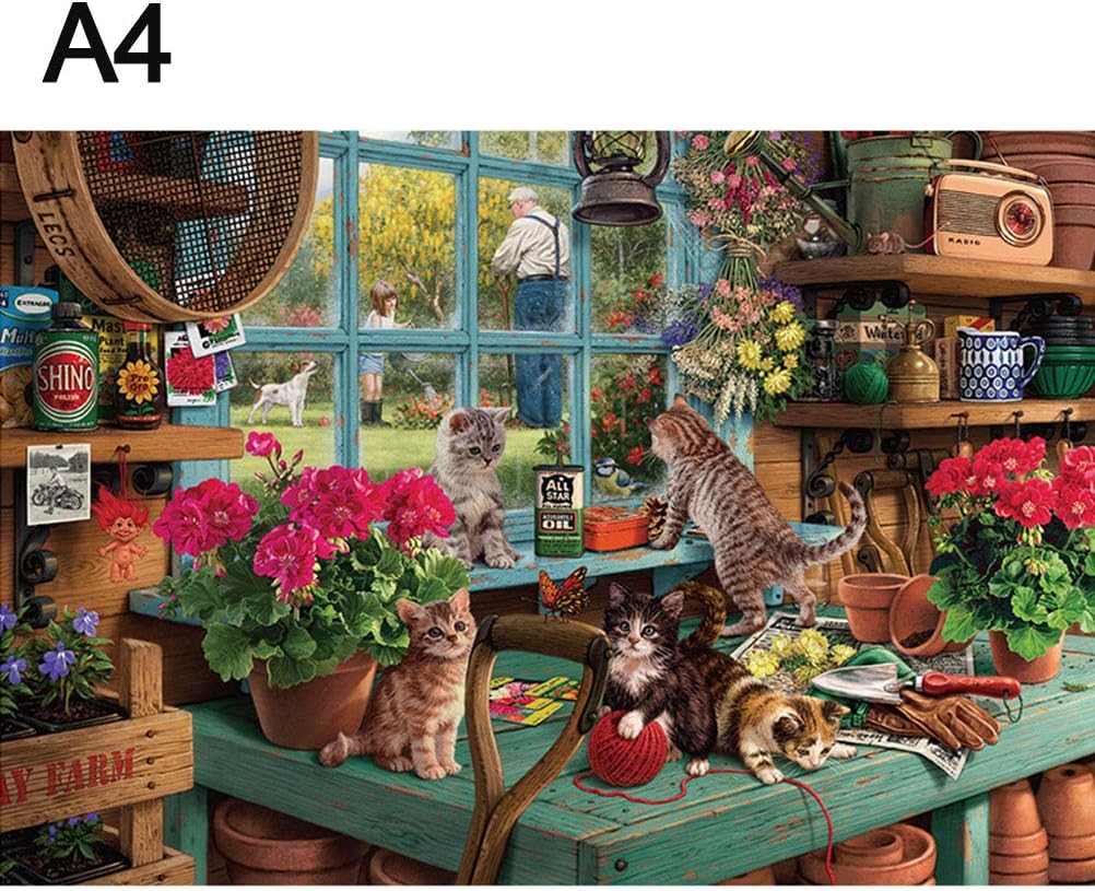 HEREB Puzzles Toy, 150Pcs Childrens Jigsaw Puzzles, Cat on the windowsill Cardboard Puzzles Intelligence Jigsaw for Boys and Girls