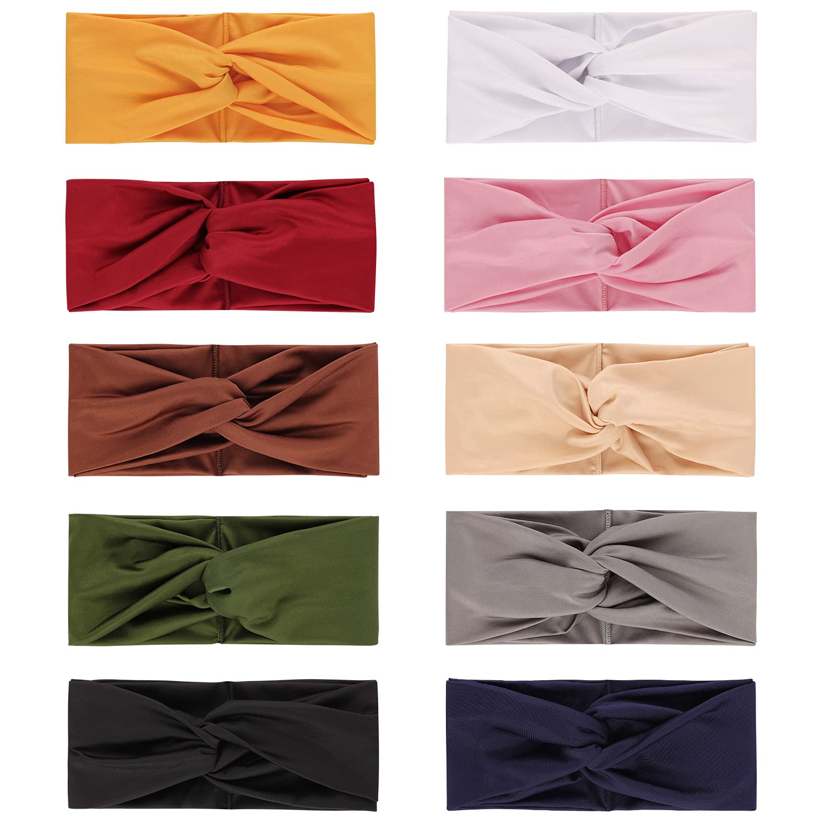 DRESHOW 10 Pack Headbands for Women Vintage Headwraps Wide Turban Cross Knotted Girls Hair Bands Accessories