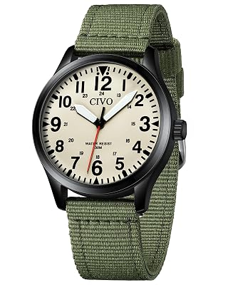 CIVO Military Watch for Men Waterproof: Analog Mens Watches Classic Design - Field Tactical Quartz Wrist Watch