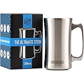 Real Deal Steel Stainless Steel Insulated Beer Mug Vacuum Beer Stein with Welded Handle - 20oz Total Capacity - Large Metal Tankard for IPA, Coffee - Double Walled Mug