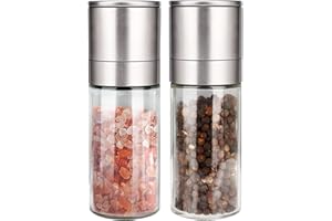 Gulex® Salt and Pepper Grinder Set, Pepper Mill, Sea Salt Shaker Grinder Refillable, Adjustable Coarseness, Stainless Steel with Ceramic Rotor(Seasoning not included)