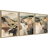 Kate and Laurel Tonal Mountains - 3 Piece Framed Canvas Wall Art Set by Amy Lighthall, Sylvie Natural Modern Contemporary, Ab