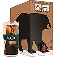 Wandering Bear Straight Black Organic Cold Brew Coffee On Tap, Iced Coffee, 96 fl oz - Extra Strong, Smooth, Unsweetened, Shelf-Stable, Ready to Drink, Cold Brewed Coffee, Cold Coffee