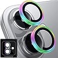2 Pack Camera Lens Protector for iPhone 16 Plus,1 Step Installation Tray Individual Metal Ring Cover with 9H HD Anti-Scratch Shatterproof Tempered Glass Camera Lens Protector(Colorful, 16/16 Plus)