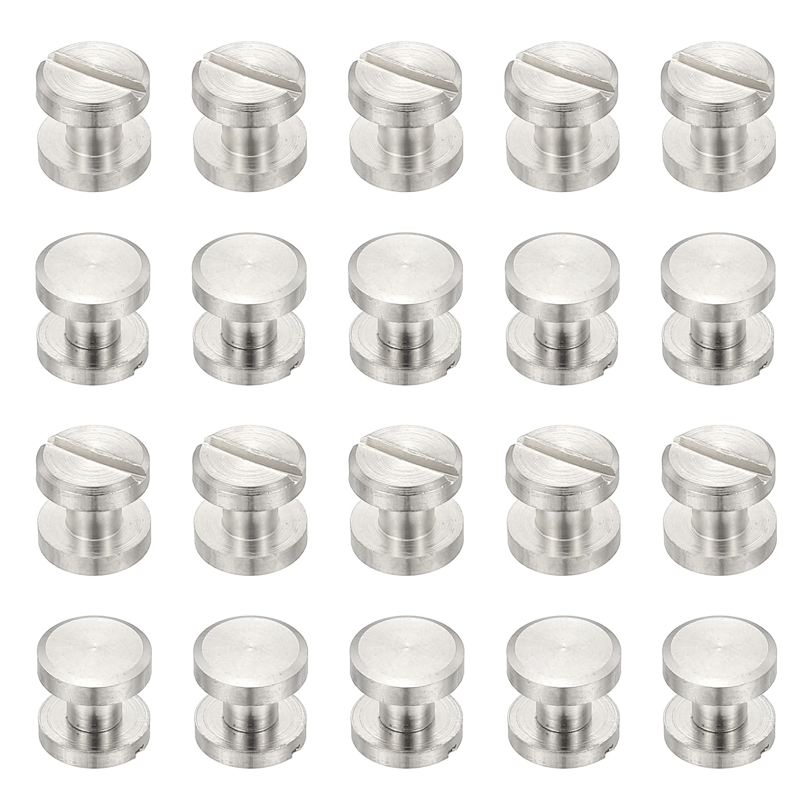 PATIKIL Chicago Screws, 20 Sets M4x3mm Brass Nickel Plated Chicago Screw Phillips Binding Post Screw Rivets for Leather Belt Scrapbook Photo Albums, Silver
