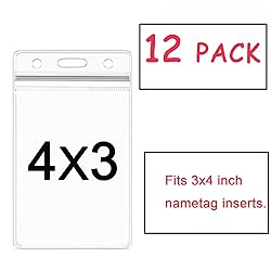 AMUU 12 Pack Vertical Clear Badge Holders Large 4x3