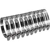 ROADFORMER 3 inch Hose Clamp Full Stainless Steel: 65mm - 89mm, 10 Pack | 3 Hose Clamp Worm Gear SAE 48 Size, 1/2" Band Width: smoothly install and precisely fit hose &amp; pipe