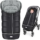 IvyWind Stroller Footmuff Universal, Warm Stroller Cover for Winter, Waterproof Baby Stroller Bunting Bag, Toddler Stroller Winter Sack for Cold Weather, Black
