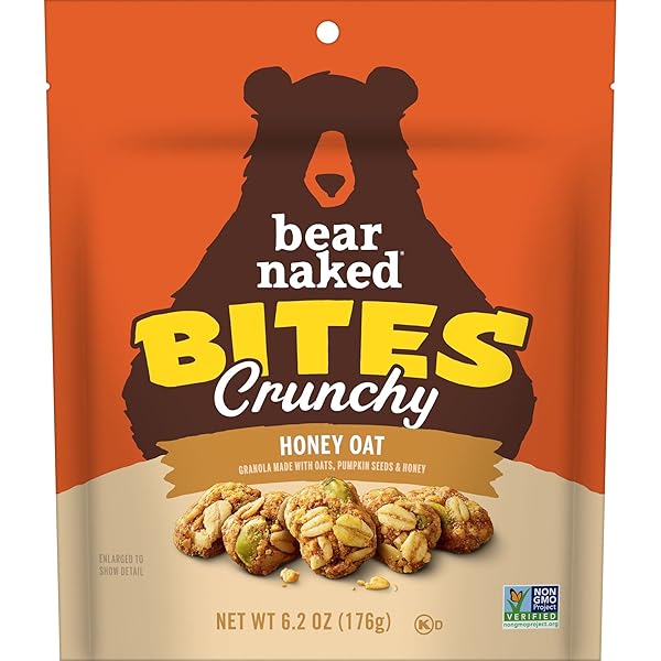 BEAR NAKED CRUNCHY GRANOLA BITES, BREAKFAST SNACKS, HONEY OAT, 6.2OZ BAG (1 BAG)