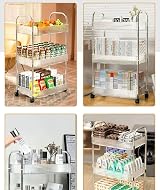 Multibao 3 Tier Acrylic Rolling Storage Cart on Wheels 40x28.5x69.7cm view 8