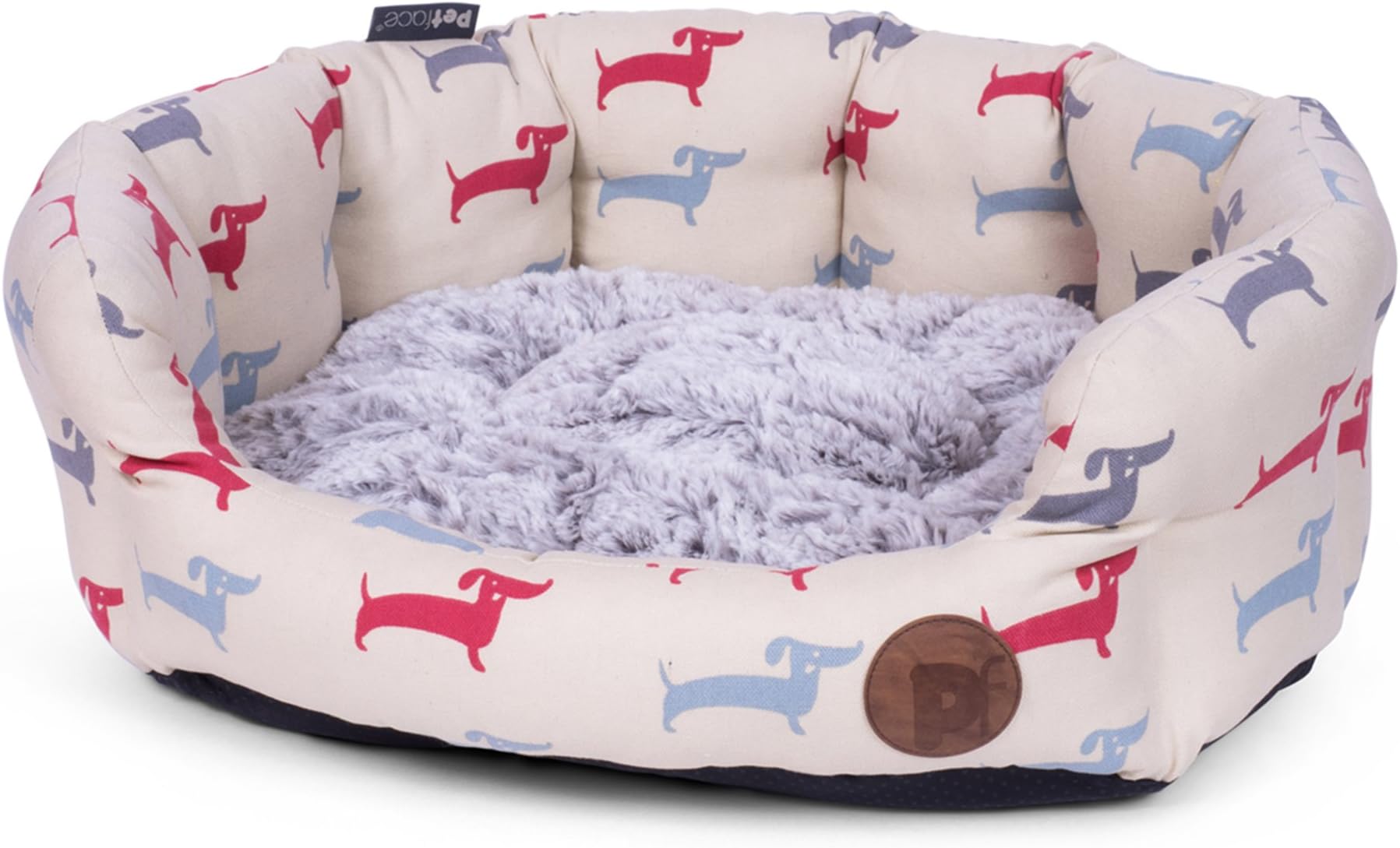 Dog Deli by Petface Pattern Oval Dog Bed, Cream, Small