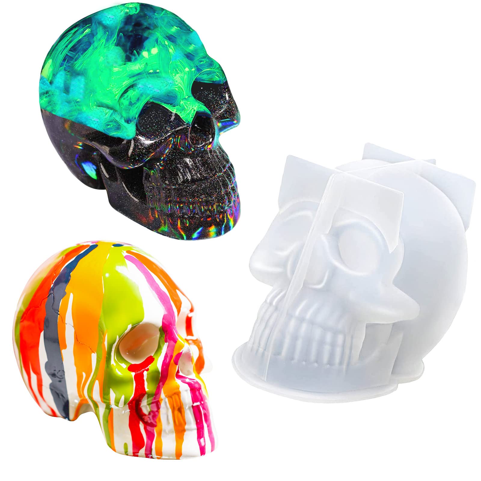 Large Skull Mould, 3D Halloween Silicone Mould, Resin Mould for Gifts DIY Craft, Home Decoration Scented Candles Soap Mould